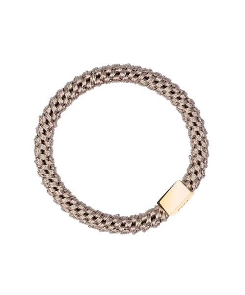 Dark Fat Hair Tie With Gold Warm Taupe
