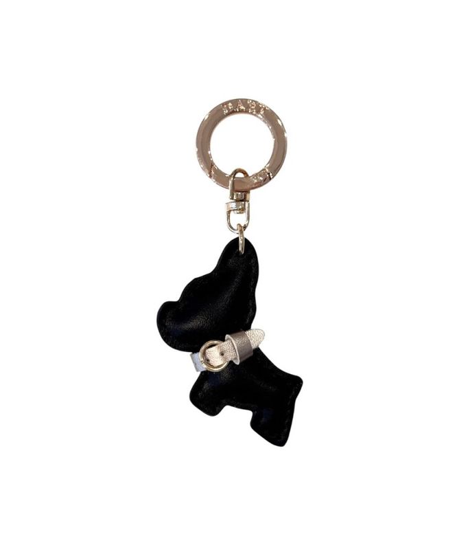 Dark Puppy Bag Charm Black W Sparkled Champagne