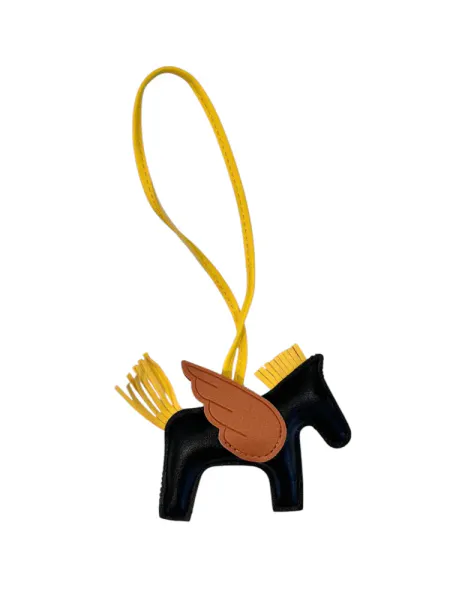 Dark Full Bling Pony Bag Charm Black W Silver & Yellow