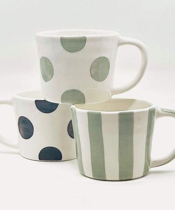 Bruka Design Krus Cappuchino Capri Hvit Med Sage Prikker
