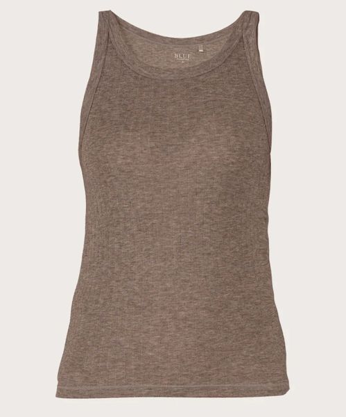 Blue Sportswear Gudrun Rib Singlet Ull Viskose Coffee Melange